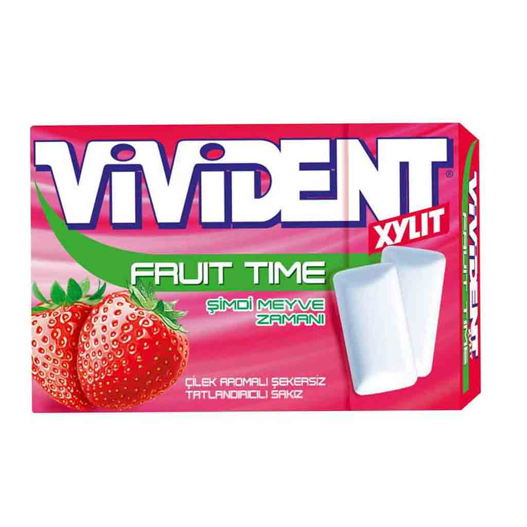 آدامس توت فرنگی ویویدنت مدل Fruit Time وزن 22 گرم