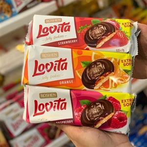 کوکی ژله ای لاویتا ROSHEN با طعم پرتقال و روکش شکلات 135 گرم