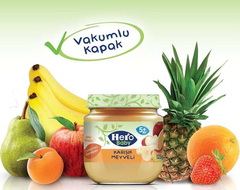 پوره میوه مخلوط میوه جات با غلات هرو بیبیHERO BABY