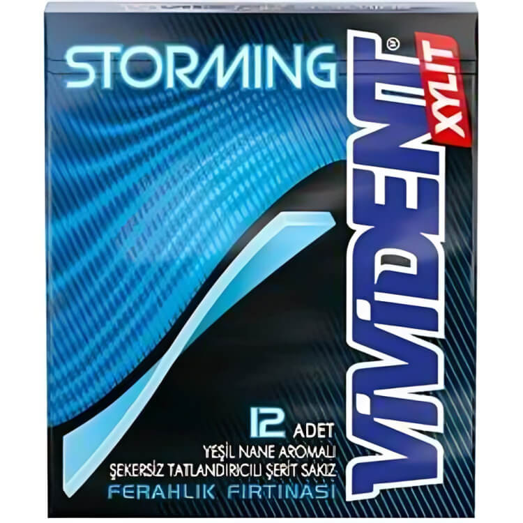 آدامس آبی بدون شکر استورمینگ ویویدنت 33 گرمVIVIDENT